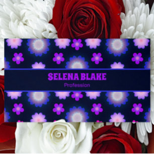 Carte De Visite Élégant floral   Motif botanique en bleu violet