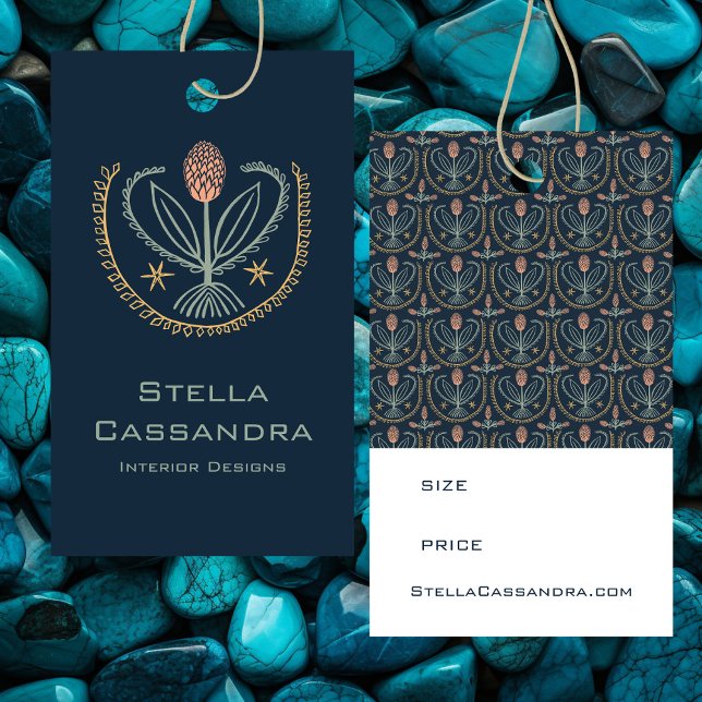 Carte De Visite Elegant Floral Pattern Hang Tag Price Size CUSTOM (Elegant Floral Pattern Hang Tag Price Size Size Tag CUSTOM Clothing label
)