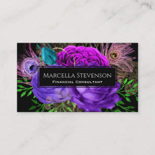 Carte De Visite Élégant Floral Purple Fuchsia Rose