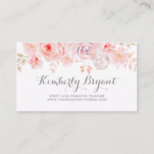 Carte De Visite Élégant floral rose doux Aquarelle