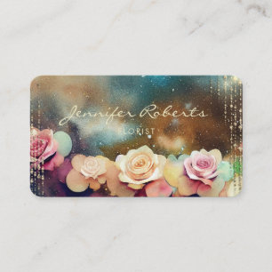 Carte De Visite Élégant Floriste spatiale Rose unique