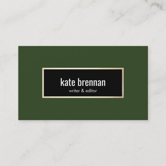 Carte De Visite Élégant foncé vert professionnel (Devant)