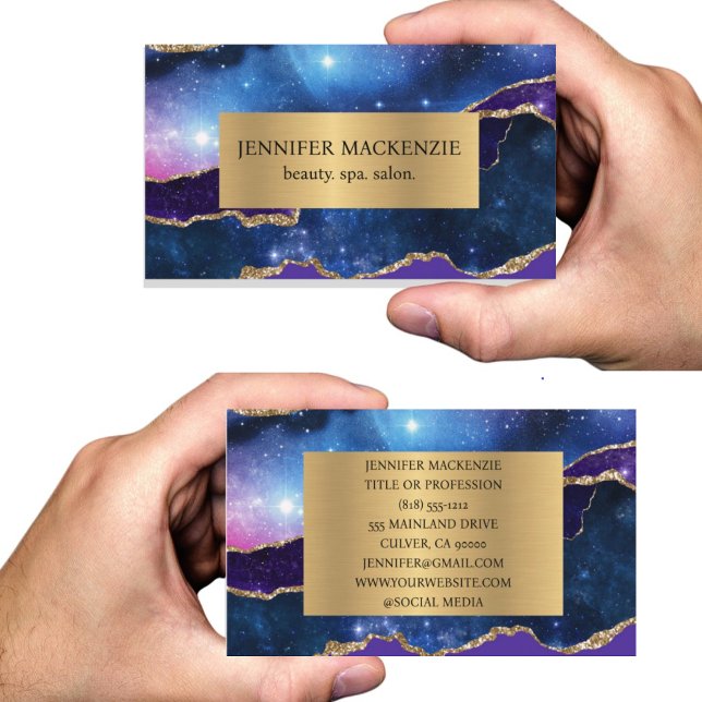 Carte De Visite Elégant Galaxy Unicorn Gold Agate Luxe (Créateur téléchargé)