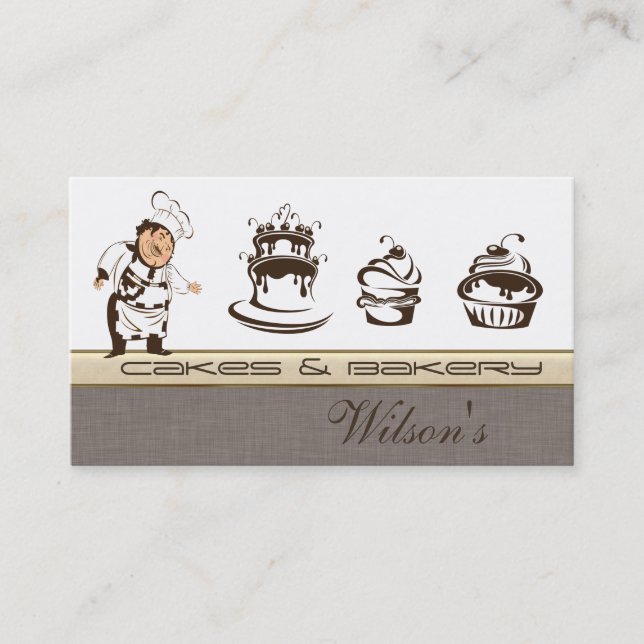 Carte De Visite Elégant gâteau chic et boulangerie (Devant)
