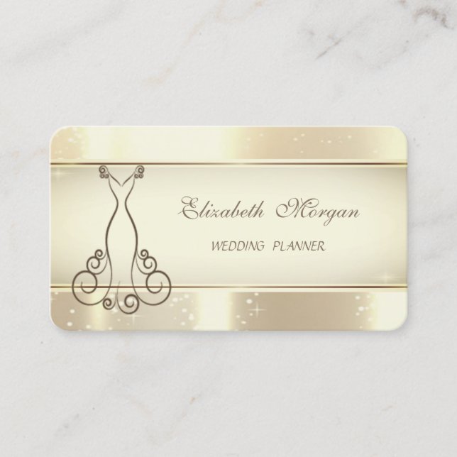 Carte De Visite Élégant Glamorouse moderne, Faux Gold, Bokeh, Robe (Devant)