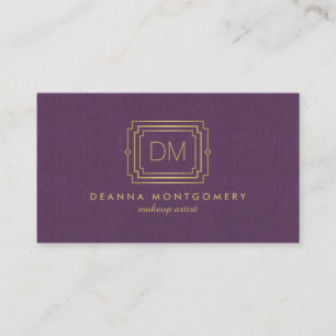 Carte De Visite Élégant Glamour Art Déco Monogramme violet/or