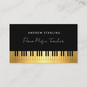 Carte De Visite Elégant Gold Artistic Piano touches de musique pro