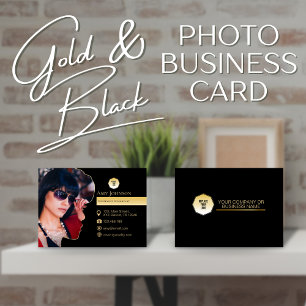 Carte De Visite Elegant Gold & Black, Ajouter sa propre photo et l