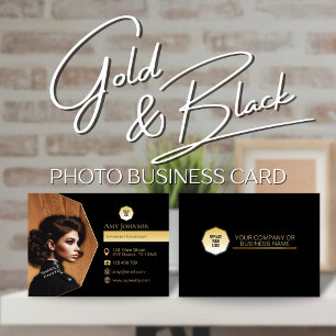 Carte De Visite Elegant Gold & Black, Ajouter sa propre photo et l