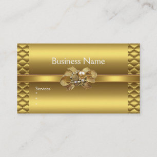 Carte de visite Elegant Gold BowsTile Trim Jewel