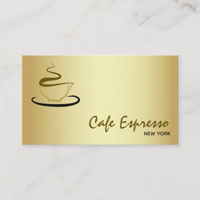 Carte De Visite Elégant Gold Cafe (Devant)