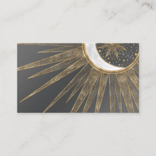 Carte De Visite Elegant Gold Doodles Sun Moon Mandala Design