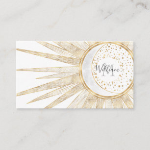 Carte De Visite Elegant Gold Doodles Sun Moon Mandala Design