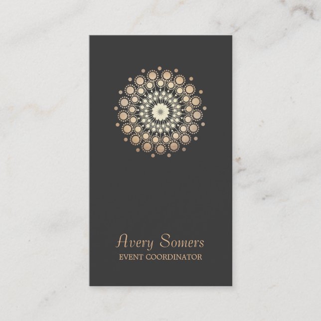 Carte De Visite Elegant Gold Flower Motif Événateur Noir (Devant)