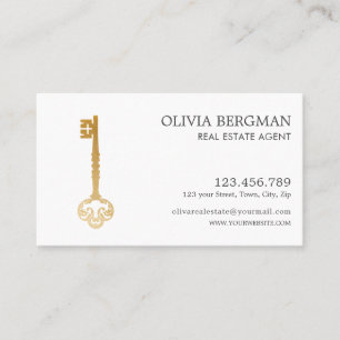 Carte De Visite Élégant Gold Key Professional Immobilier