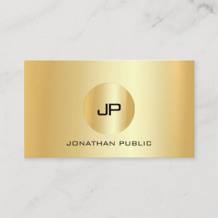 Carte De Visite Elégant Gold Look moderne Monogramme professionnel