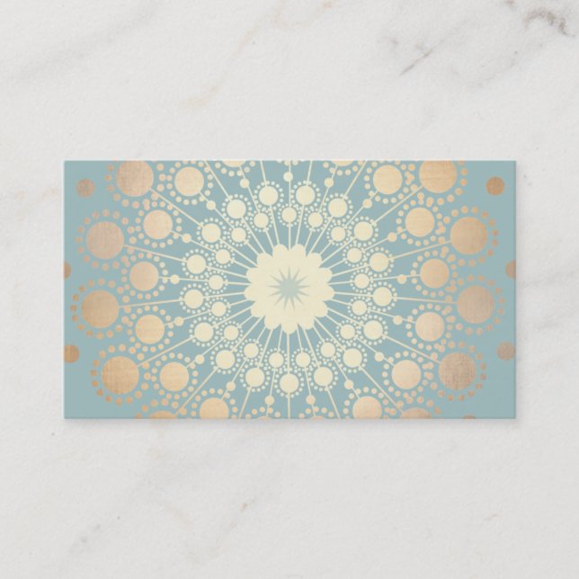 Carte De Visite Elégant Gold Look Ornat Cercle Motif bleu clair (Devant)