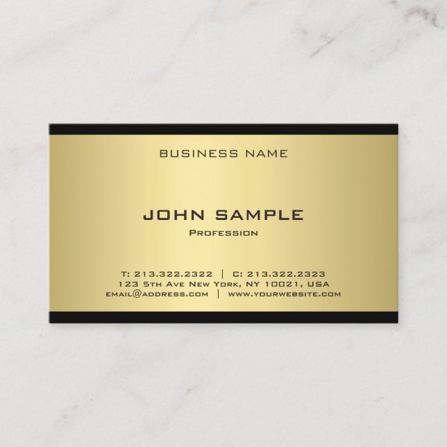 Carte De Visite Élégant Gold Look Professionnel Modèle moderne Top (Devant)
