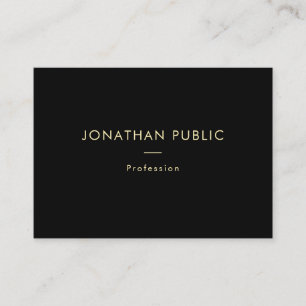 Carte De Visite Élégant Gold Name Black Modèle Moderne