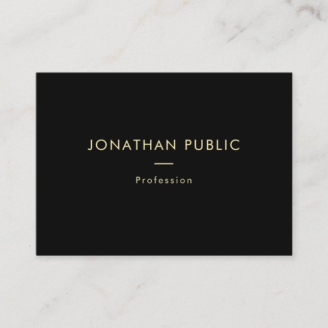 Carte De Visite Élégant Gold Name Black Modèle Moderne (Devant)