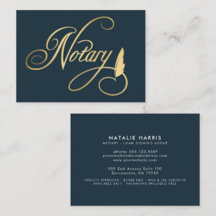 Carte De Visite Elegant Gold & Navy Notaire Loan Agent  