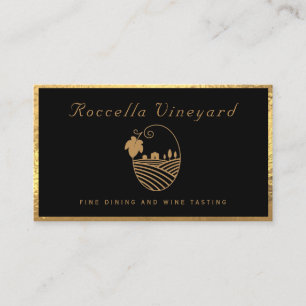 Carte De Visite Élégant Gold noir Vinyard Vin