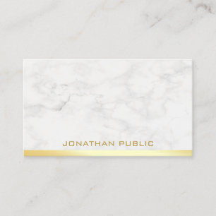 Carte De Visite Elegant Gold Nom du texte Marble Modèle moderne