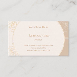 Carte De Visite Elégant Gold Outline Rose Monogramme Crème Tan