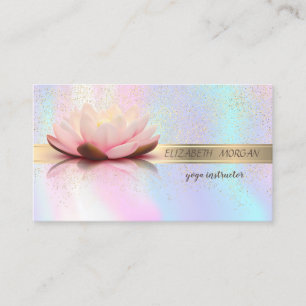 Carte De Visite Elegant Gold Stripe Confetti, Lotus, Holographique