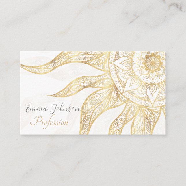 Carte De Visite Elégant Gold Sun Mandala Design (Devant)