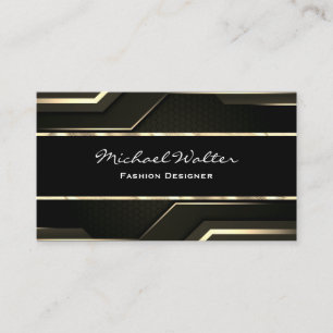 Carte De Visite Elégant Gold Trim   Noir lisse