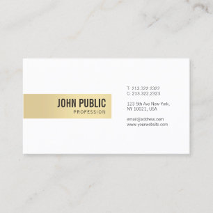Carte De Visite Élégant Gold White Professionnel Simple Modèle