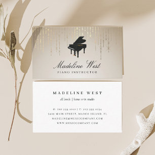 Carte De Visite Élégant Golden Rain Piano Instructeur de musique