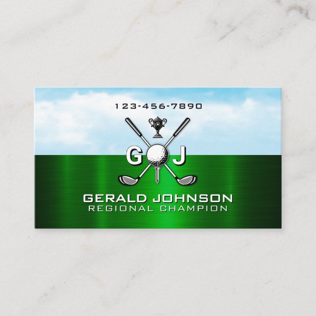 Carte De Visite Elegant Golf Monogram Design (Devant)