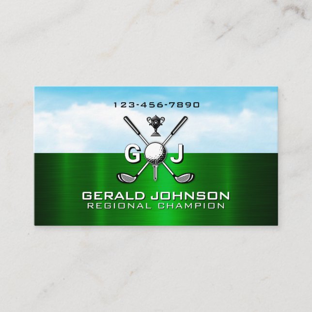 Carte De Visite Elegant Golf Monogram Design (Devant)