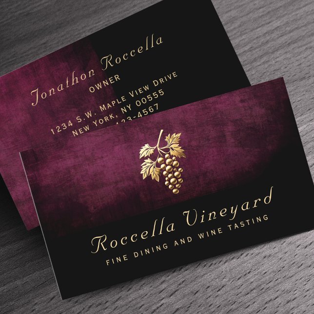 Carte De Visite Elegant Grape Winery Vineyard Black (Créateur téléchargé)