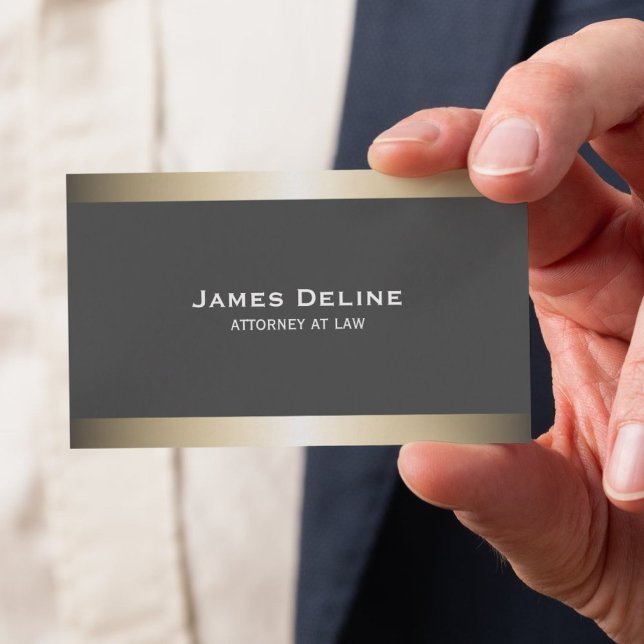 Carte De Visite Élégant Grey Faux Metal Consultant (Créateur téléchargé)