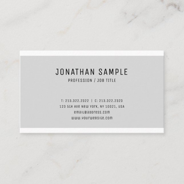 Carte De Visite Elégant Gris Blanc Design moderne tendance (Devant)