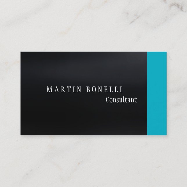 Carte De Visite Élégant gris foncé bleu clair propre (Devant)