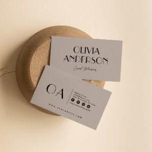 Carte De Visite Elégant gris minimaliste Nuetral Boho Chic moderne