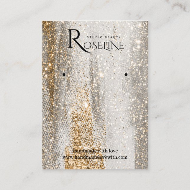 Carte De Visite Élégant Gris Or Brush Bijoux Display (Devant)