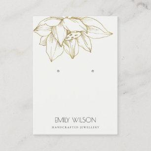CARTE DE VISITE ÉLÉGANT GRIS OR LOTUS SIMPLE EARRING AFFICHAGE