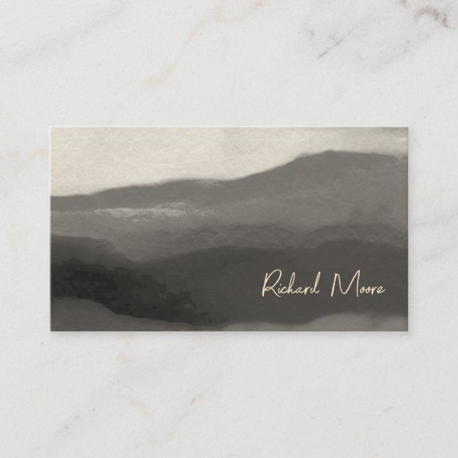 Carte De Visite Élégant grunge noir et blanc signature abstraite (Devant)