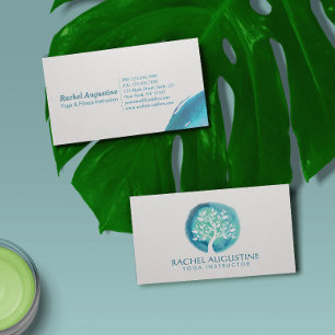Carte De Visite Élégant instructeur de méditation Yoga pour arbre