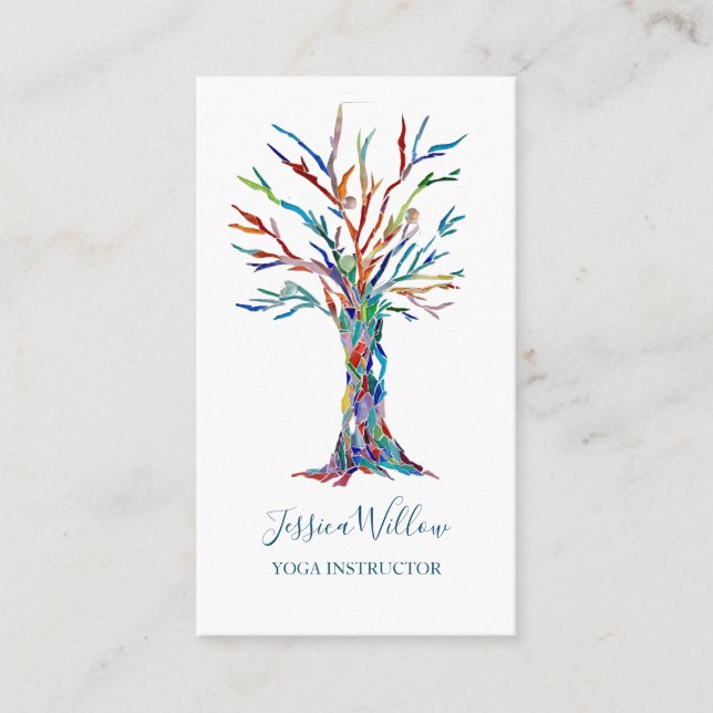 Carte De Visite Élégant instructeur de yoga arbre (Devant)