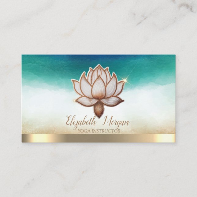 Carte De Visite Élégant instructeur de Yoga Brown Lotus (Devant)