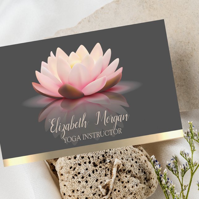 Carte De Visite Élégant instructeur de Yoga en bande or Lotus (Créateur téléchargé)