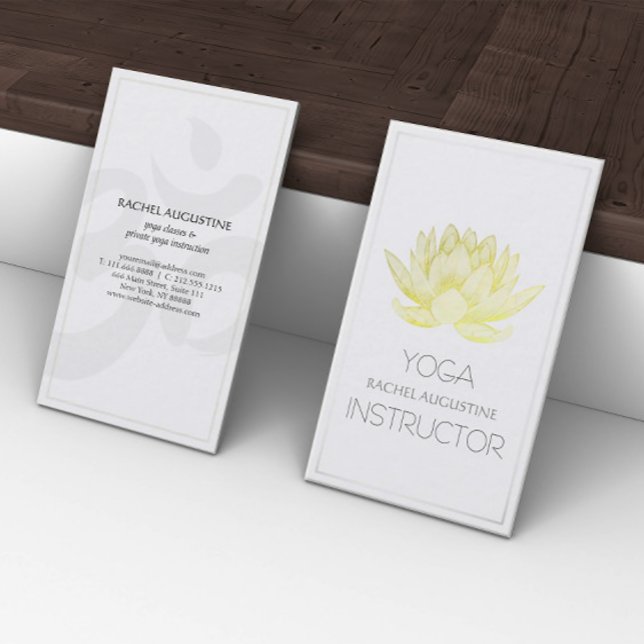 Carte De Visite Élégant instructeur de Yoga Lotus à huile blanche  (Créateur téléchargé)