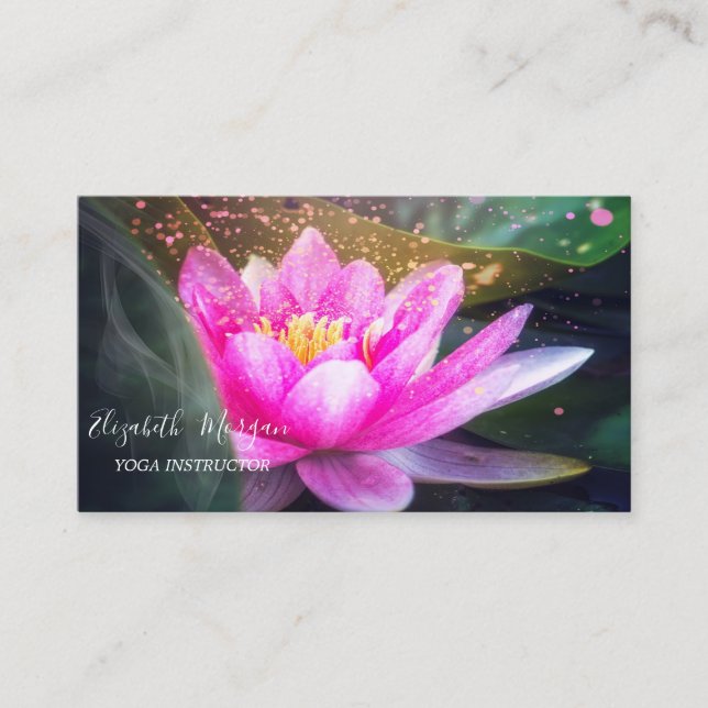 Carte De Visite Élégant instructeur de Yoga Lotus Gold (Devant)