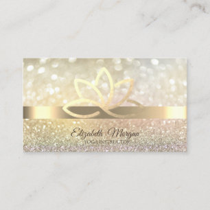 Carte De Visite Élégant instructeur de Yoga Lotus Gold Bokeh